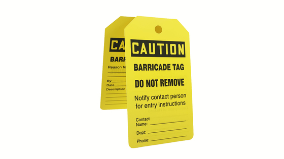 Plastic Caution Tag Vinyl Rectangle Yellow Safety Tag