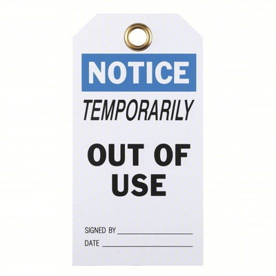 Plastic Tag Out Of Use Tag White Rectangle Polyester Safety Tag