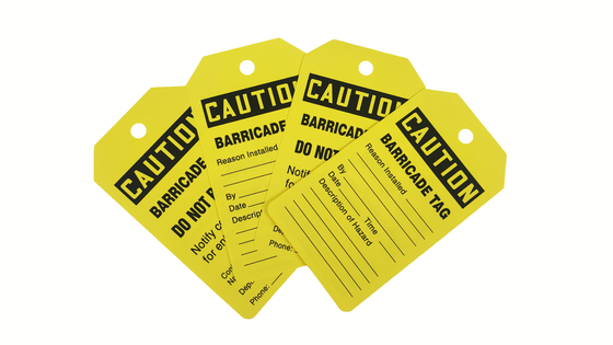 Plastic Caution Tag Vinyl Rectangle Yellow Safety Tag