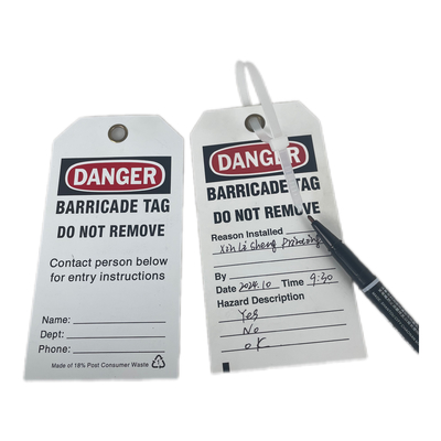 Plastic Tag Danger Barricade Tag Durable PVC for Safety Sign Tag