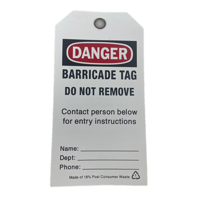 Plastic Tag Danger Barricade Tag Durable PVC for Safety Sign Tag