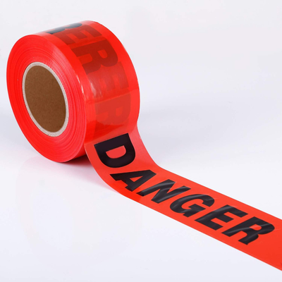 Custom Printed Barricade PE Warning Tape Non Adhesive Red Roll  Plastic Barricer Tape