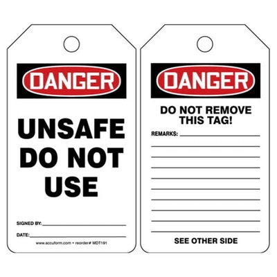 Custom Plastic Safety Tag Waterproof PVC Rectangle Lockout Tag