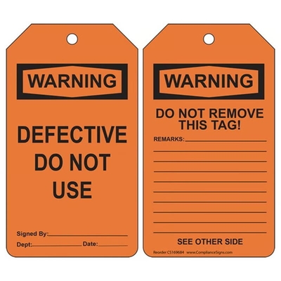 Custom Plastic Safety Tag Waterproof PVC Rectangle Lockout Tag