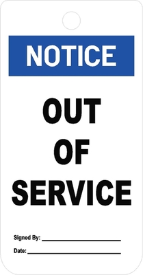 Out Of Service Tag PVC Waterproof Durable Lockout Tag