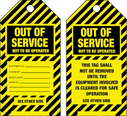 Out Of Service Tag PVC Waterproof Durable Lockout Tag