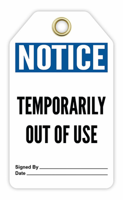 Plastic Tag Notice Out Of Service Tag Polyester Water Resistant Safety Tag