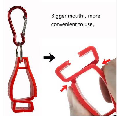 Custom POM Plastic Aluminum Alloy Safety Work Gloves Anti Lost Non Slip Hook Fixing Holder Clips