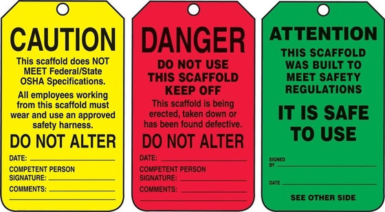 Scaffolding Safety Tag Polyester Waterproof Durable Lockout Tag