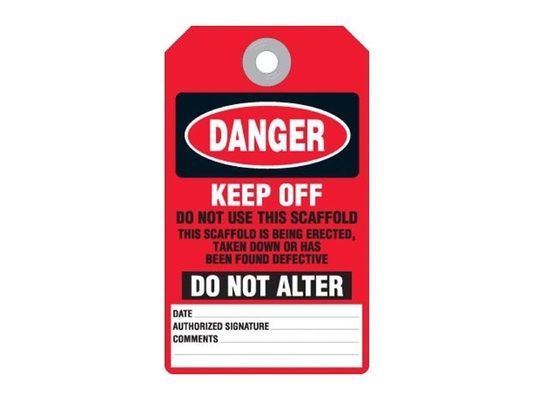 Plastic Safety Tag Polyester Waterproof Durable Lockout  Scaffolding Tag