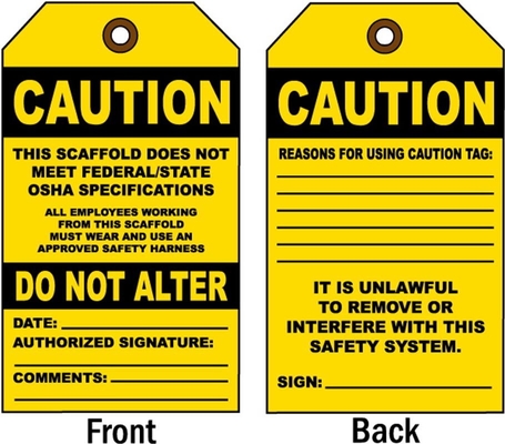 Plastic Safety Tag Polyester Waterproof Durable Lockout  Scaffolding Tag