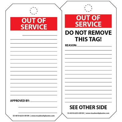 Out of Service Tag Polyester Waterproof Plastic Tag Customized Thickness