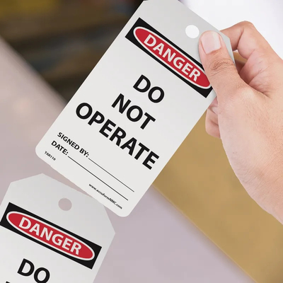 Danger Tag White Polyester Durable 2-sided Safety Tag