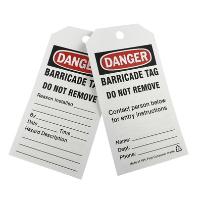 Danger Tag White Polyester Durable 2-sided Safety Tag