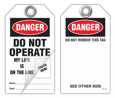 Self Laminated Danger Tag Write-on PVC Durable Waterproof Writable Plastic Tag