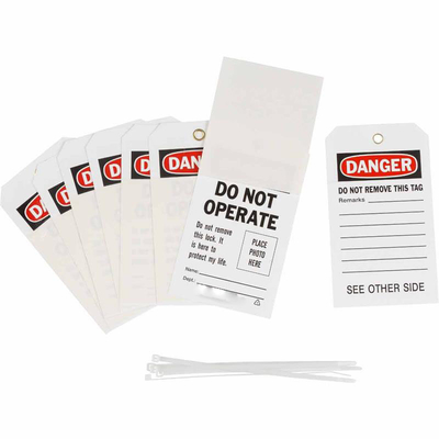Self Laminated Danger Tag Write-on PVC Durable Waterproof Writable Plastic Tag