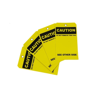 Plastic Caution Tag Yellow Die Cutting Waterproof PVC Safety Tag for Equipment Identification