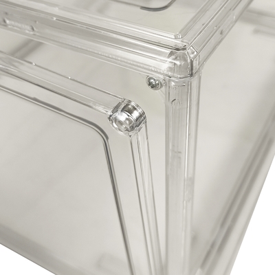 Custom Logo Clear Acrylic Magnetic Shoe Box Foldable Transparent Drop Front Stackable Sneaker Organizer