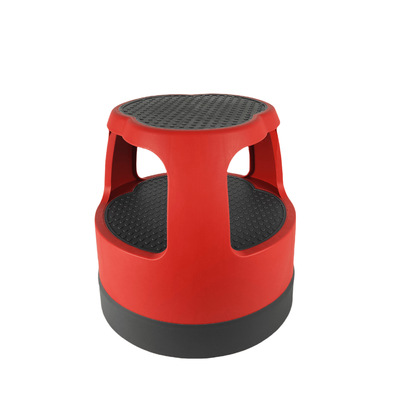 Customizable Color Round Step Stool with Retractable Casters - Non-Slip Surface