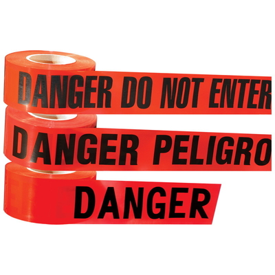 Non-adhesive Danger Tape PE Waterproof Single Side  Roll Red Warning Tape