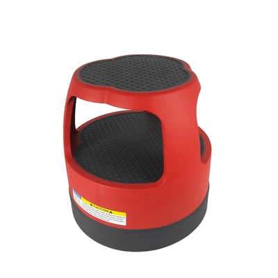 Customizable Color Round Step Stool with Retractable Casters - Non-Slip Surface