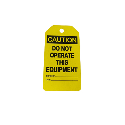 Caution Tag Vinyl Yellow and Black Tag Roll  Double Side Printed Logo for Warning Lockout Sign
