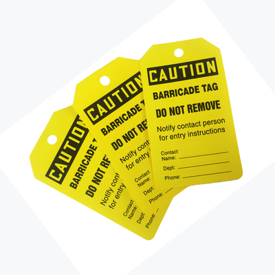 Caution Tag Vinyl Yellow and Black Tag Roll  Double Side Printed Logo for Warning Lockout Sign