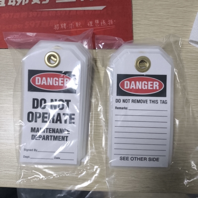 Danger Tag PVC Waterproof Double Side Printed Durable Plastic Tag for Warning