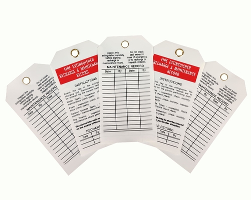 Fire Extinguisher  Inspection Tag Vinyl Waterproof Outdoor 2 Sided Printed Safety Tag