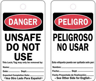 Customizable Long Lasting Plastic Safety Tags warning tag