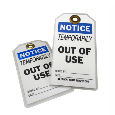 Plastic Tag Out Of Use Tag White Rectangle Polyester Safety Tag