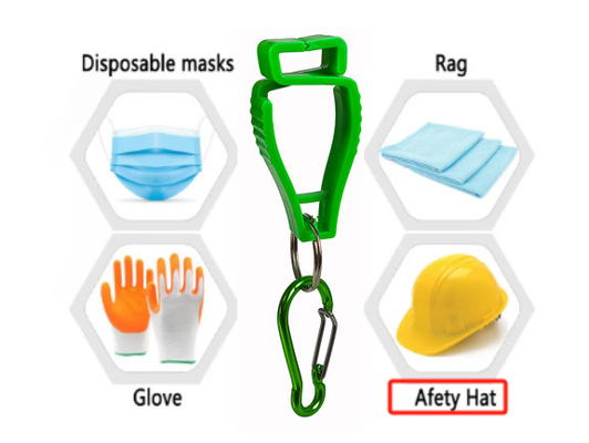 Custom POM Plastic Aluminum Alloy Safety Work Gloves Anti Lost Non Slip Hook Fixing Holder Clips