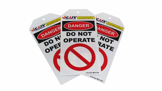 Danger Tag White Polyester Durable 2-sided Safety Tag