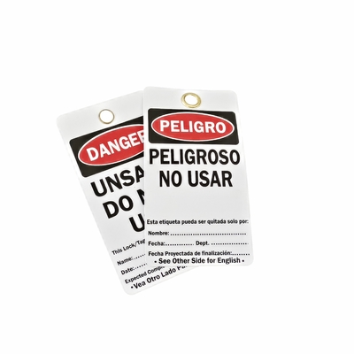 Customized PVC Plastic Label Safety Lockout Tagout Danger  Tags Both Size Language Options Door Padlock