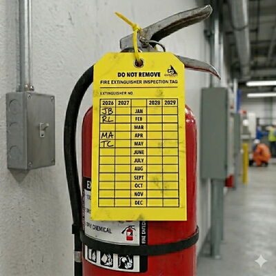 Fire Extinguisher Tag Vinyl Waterproof Double Side Printing Plastic Tag for for Indoor Outdoor Inspection Tag