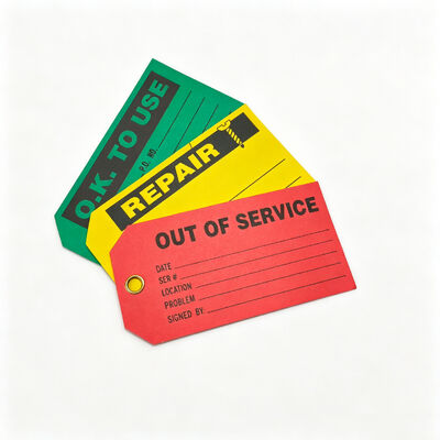 بطاقة تعريف حالة معدات PVC مقاومة للماء مخصصة لسلامة LOTO، بطاقة تحذير صيانة الآلات لـ Lockout Tagout