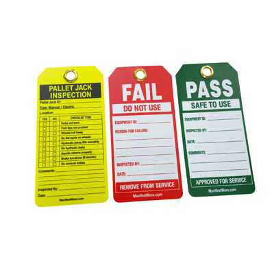 بطاقة تعريف حالة معدات PVC مقاومة للماء مخصصة لسلامة LOTO، بطاقة تحذير صيانة الآلات لـ Lockout Tagout